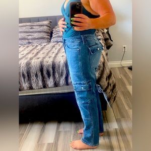 Straight leg denim. No stretch